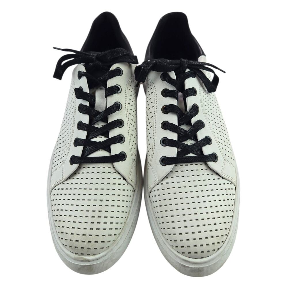 Karl Lagerfeld | Black & White Leather Perforated Sneakers | Size 11 - Picture 2 of 5